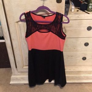 Coral/Black Semi Formal Dress